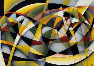 abstrait : argent-jaune_courbe 6