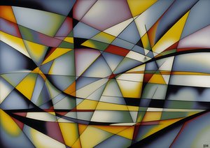 abstrait : argent-jaune_courbes+triangles 1