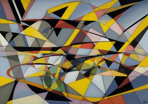 abstrait : argent-jaune_courbes+triangles 2