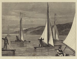 Yachts de glace sur la rivière Hudson, USA
