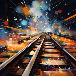 une peinture abstraite pleine de fantaisie, photographie de rails 2
