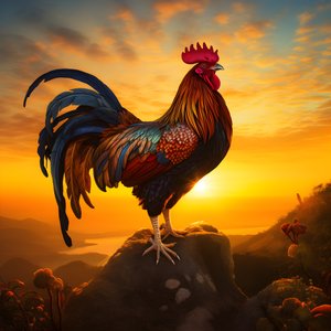 un coq chantant au lever du soleil 1
