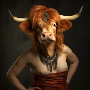 Vache des Highlands en Marilyn Monroe 1