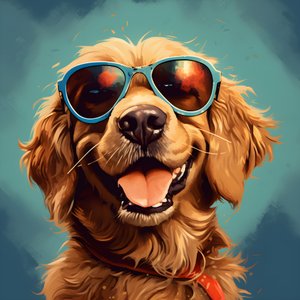 Chien, dessin animé, lunettes de soleil 2