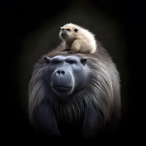 Capybara mélangé avec un gorille à dos argenté 2