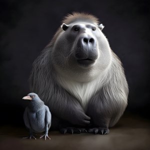 Capybara mélangé avec un gorille à dos argenté 3