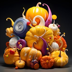 citrouilles colorées en 3D 3