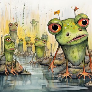 peinture aquarelle et encre de grenouilles pleine page 3