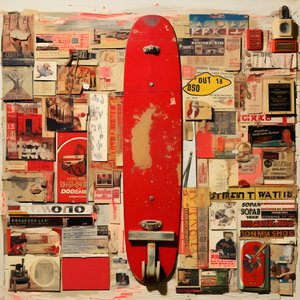 Collage rouge, skateboards 2