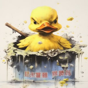 Affiche publicitaire tendance de canard en caoutchouc - le jaune 3