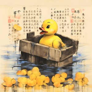 Affiche publicitaire tendance de canard en caoutchouc - le jaune 4