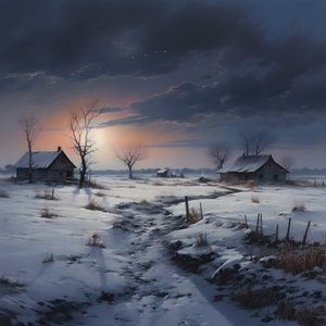 Paysage enneigé. Une ferme médiatique 3