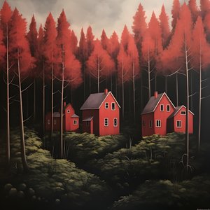 quatre maisons rouges dans la forêt 2
