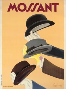 Affiche publicitaire pour les chapeaux Mossant, 1938