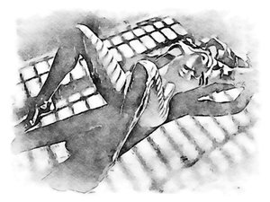 Femme sous la fenêtre