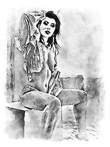 Femme nue avec blouse
