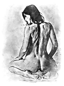 Belle femme à genoux