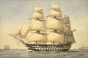 HMS Bellerophon au large de la côte