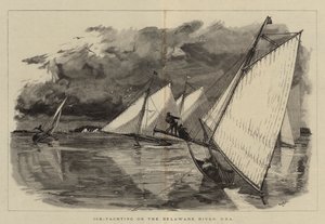 Navigation sur glace sur le fleuve Delaware, USA