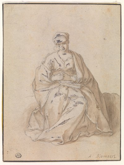 Marie, assise avec un livre - Abraham Bloemaert