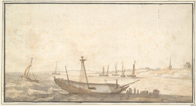 Plage avec bateaux près de Scheveningen - Abraham de Verwer