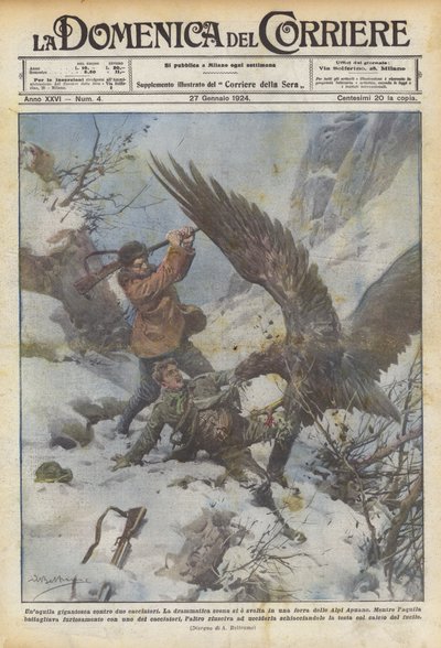 Un aigle gigantesque contre deux chasseurs - Achille Beltrame