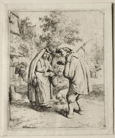 Paysans conversant avec une femme - Adriaen Jansz. van Ostade