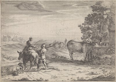 Paysage avec femme abreuvant une vache - Adriaen Oudendijck