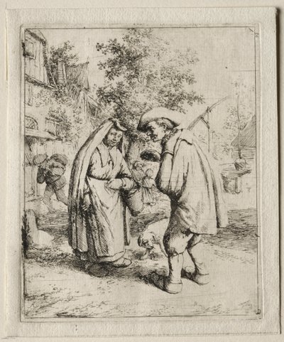 Homme conversant avec une femme - Adriaen van Ostade