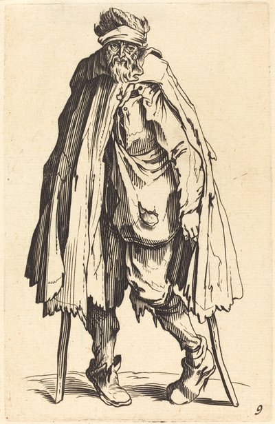 Mendiant avec béquilles et sac - After Jacques Callot