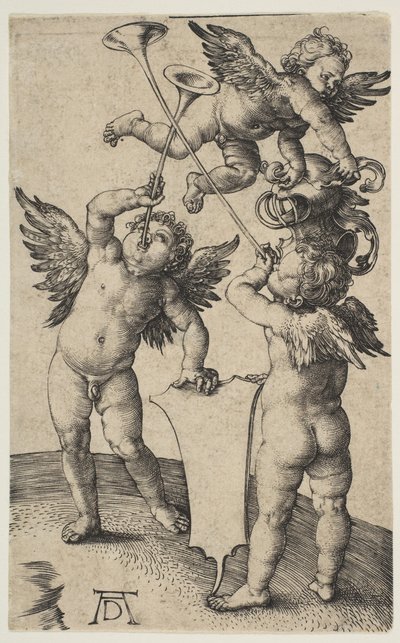 Trois putti avec des trompettes - Albrecht Dürer