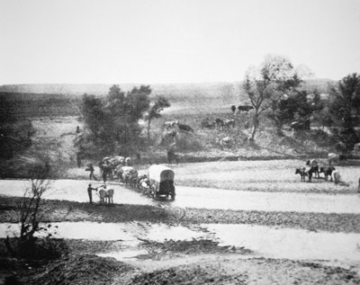 Chariot couvert traversant Tecolate Creek, Nouveau-Mexique - Alexander Gardner