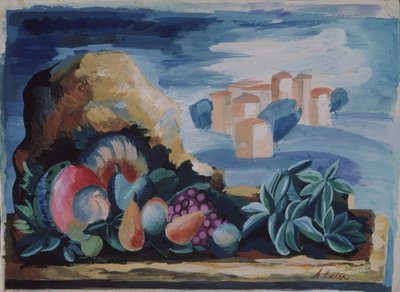 Nature morte avec un paysage, années 1930 - Alexandra Alexandrowna Exter