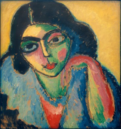 Cheveux Noirs sur Fond Jaune - Alexej von Jawlensky