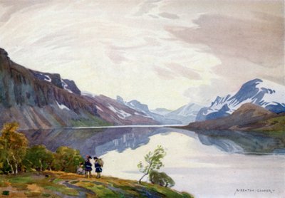 Vue depuis la station touristique, Saltoluokta, Laponie - Alfred Heaton Cooper