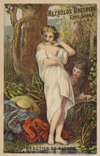 Femme se déshabillant dans les bois - American School