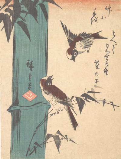 Bambou et moineaux - Ando Hiroshige