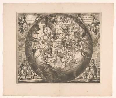 Carte céleste avec les constellations australes - Anonymous