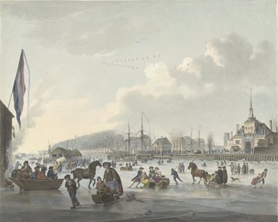 Plaisirs sur glace devant Rotterdam, vers 1784 - Anonymous