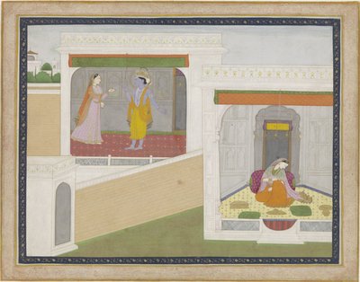 Krishna rend visite à Radha - Anonymous