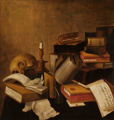 Nature morte de vanité avec des livres - Anonymous