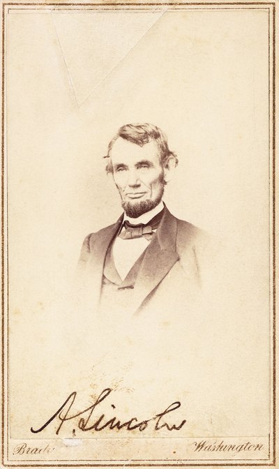 Abraham Lincoln, carte-de-visite signée, 1864 - Anthony Berger