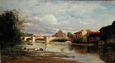 Pont avec des canards, 1872 - Auguste Allonge