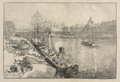 [Grand bateau à vapeur au quai, Paris] - Auguste Louis Lepère