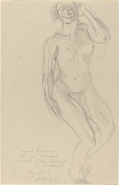 Femme nue assise regardant devant - Auguste Rodin