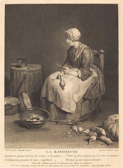 La ratisseuse - Bernard Lépicié after Jean Siméon Chardin