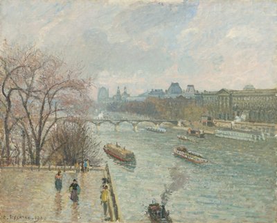 Le Louvre, après-midi, temps pluvieux - Camille Pissarro