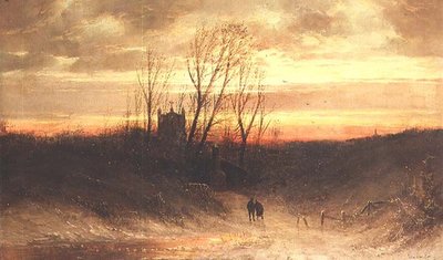 Paysage boisé au crépuscule - Carl Bondel