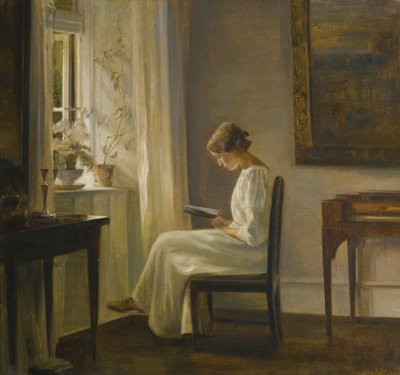 Intérieur avec une femme lisant - Carl Holsoe