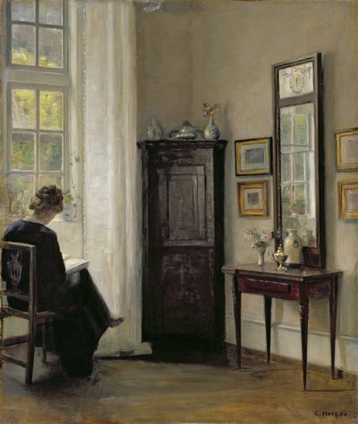 Intérieur avec femme lisant - Carl Holsoe